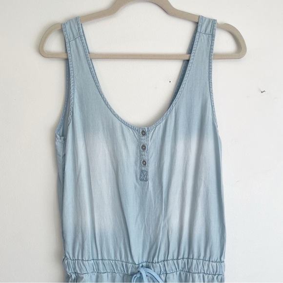 Cloth & Stone Tencel Jumpsuit chambray size medium blue denim wrap Summer tank - Picture 7 of 16
